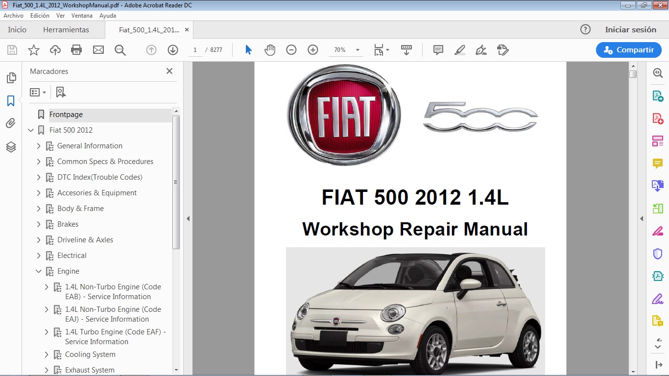 FIAT 500 1 4L EAB EAJ EAF Workshop Service Repair Manual