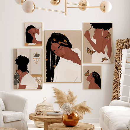 Black Girl Boho Printable Art Set Of 5