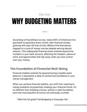 Free Monthly Budget Checklist (from Budgeting in Everyday Life)