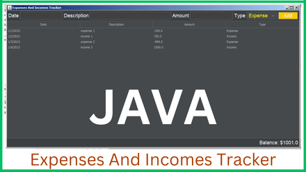 Java Expenses Incomes Tracker App Source Code