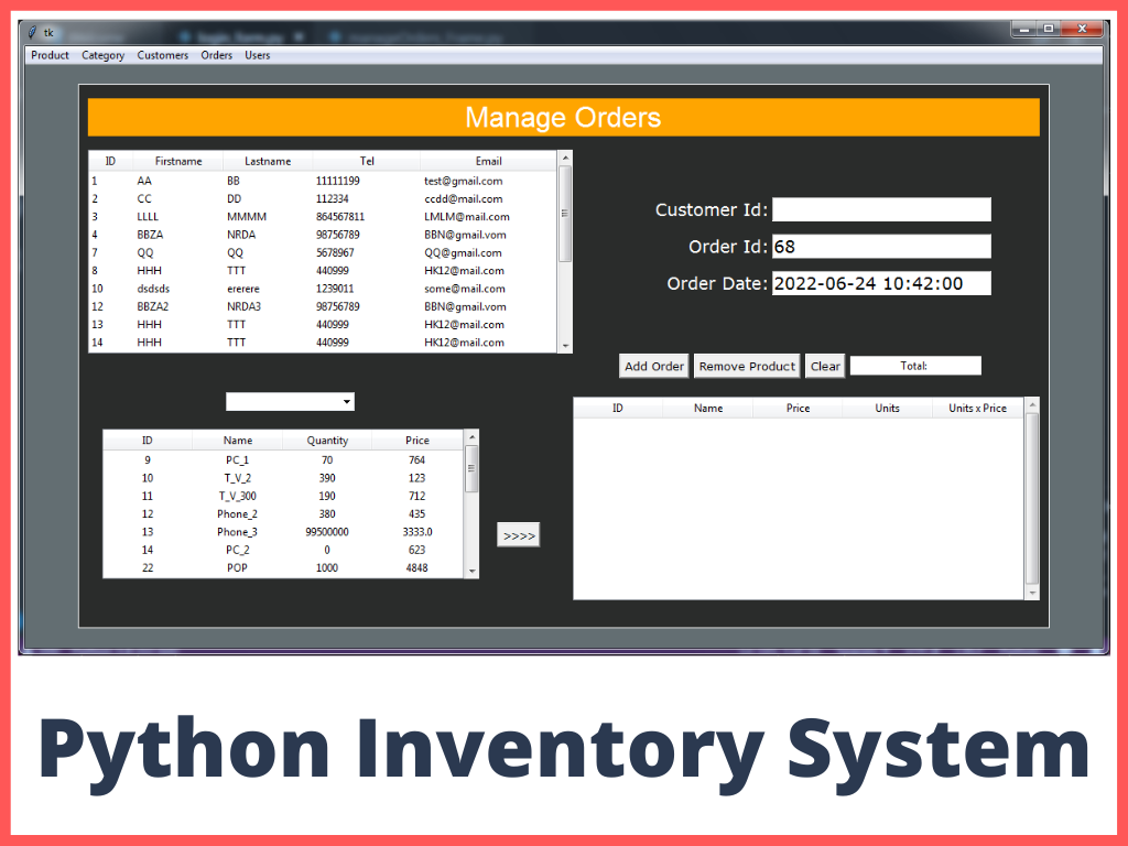 Inventory Management System Using Python With Source Code Inventory