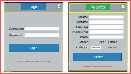 python tkinter login and register form design