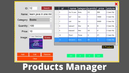 VB.Net Products Manager With MySQL Database