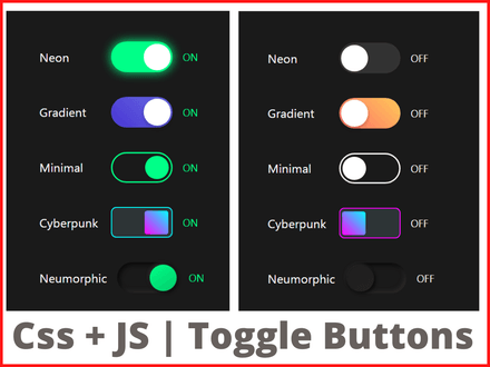 CSS And JavaScript - Modern Toggle Buttons Collection