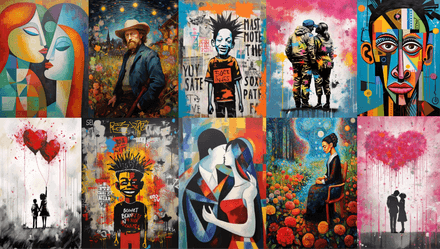 50 Ready To Print Posters -- Basquiat, Picasso, Banksy, VanGogh style
