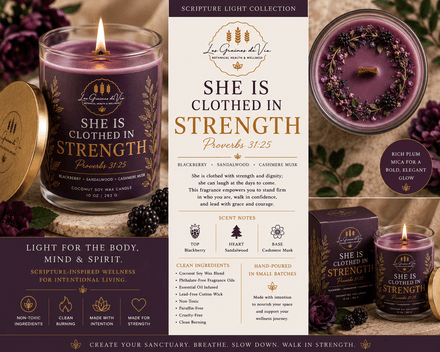 She Is Clothed In Strength Scripture Candle