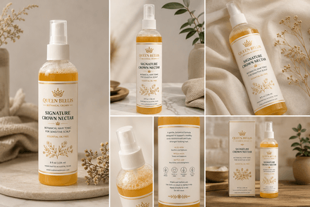 Queen Bellis Signature Crown Nectar — Essential Oil Free Botanical Hair Tonic for Sensitive Scalp