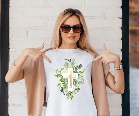 Floral Cross Christian T-Shirt