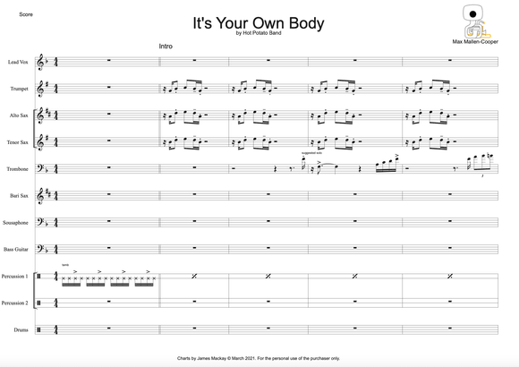 IT'S YOUR OWN BODY  - Sheet Music (11 pce)