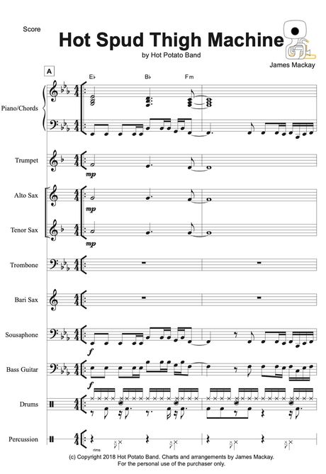 HOT SPUD THIGH MACHINE - Sheet Music (12 pce)