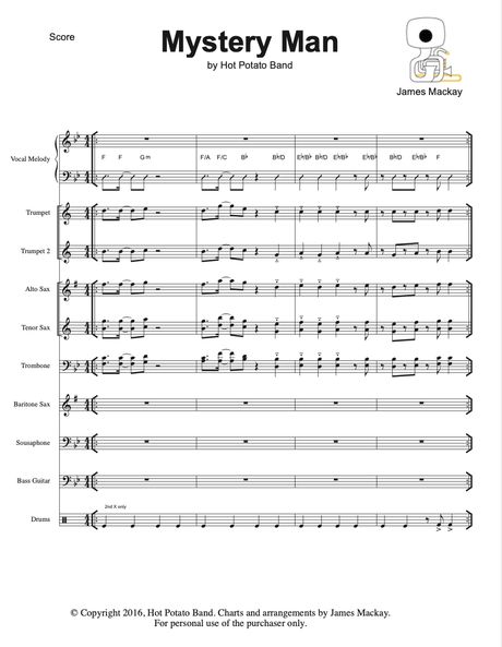MYSTERY MAN - Sheet Music (10pce)
