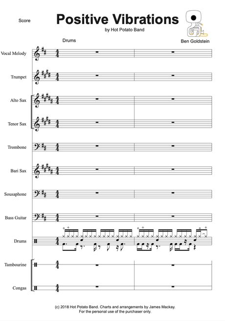 POSITIVE VIBRATIONS - Sheet Music (11 pce)
