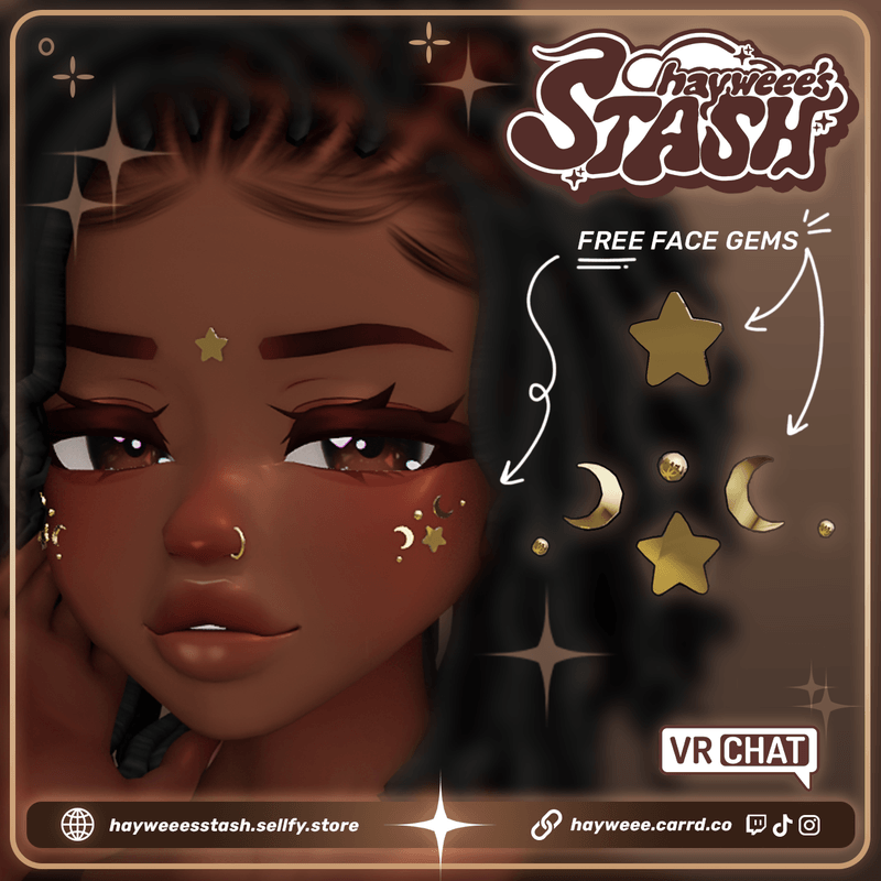 Moon & Stars Face Gems | FREE 3D Asset