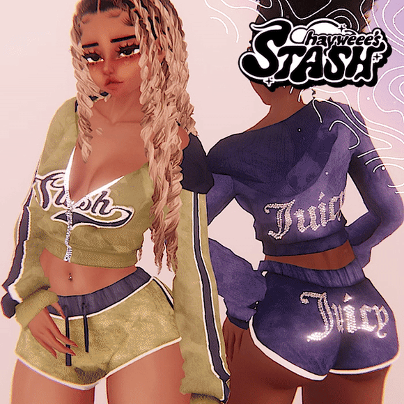 Cropped Zip Hoodie &amp; Matching Shorts Set | 3D Asset