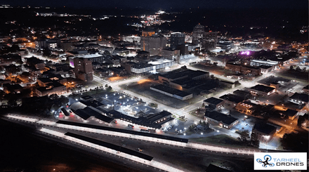 Greenboro NC - 4K Drone Hyperlapse Video - Rising Over Train Station at Sunrise