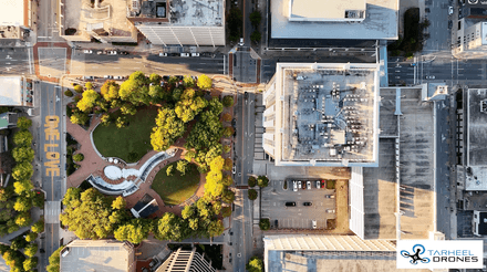 Greensboro NC - 4K Drone Video - Oct 2023 Elm Street Looking Down - Sunrise 