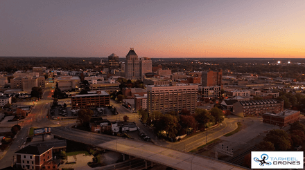 Greenboro NC - 4K Drone Hyperlapse Video - Downtown Downward at Sunrise