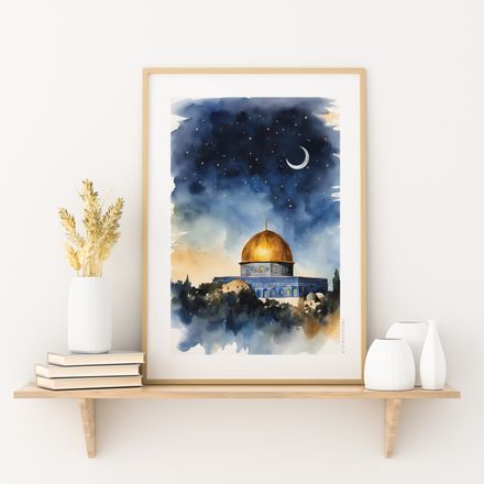 Felsendom Qubattul Sakhra bei Nacht Aqsa Quds Palästina Poster 