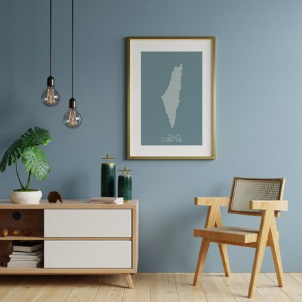 Palästina Poster | blaue Landkarte 