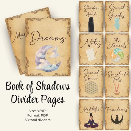 Grimoire Divider Pages (38 Pages) | Book of Shadows Sections