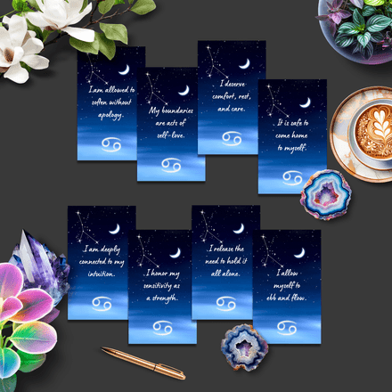 Cancer Season Affirmation Deck – 31 Printable Zodiac Cards LFECAN