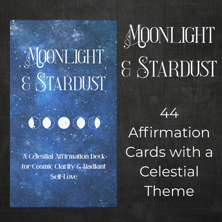 Moonlight &amp; Stardust Printed Affirmation Deck – 44 Card Set