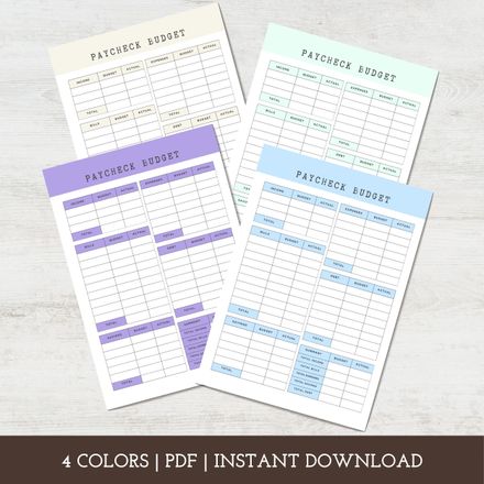 Paycheck Budget Planner – 4 Colors 