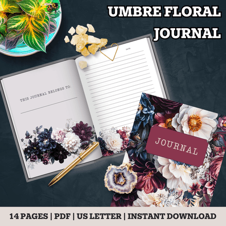 Umbre Florals Digital Journal – Dark Printable Writing Notebook