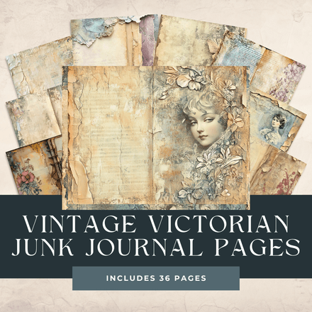 Echoes of Elegance Junk Journal Pages | Vintage Printable Paper Pack | 36 Digital Textured Pages