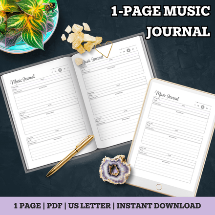 Music Journal Printable | Song Log &amp; Lyric Reflection Tracker