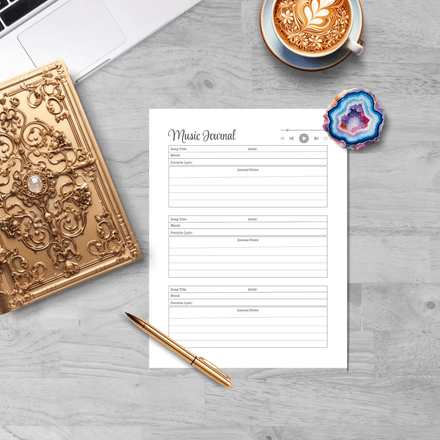 Music Journal Printable | Song Log &amp; Lyric Reflection Tracker