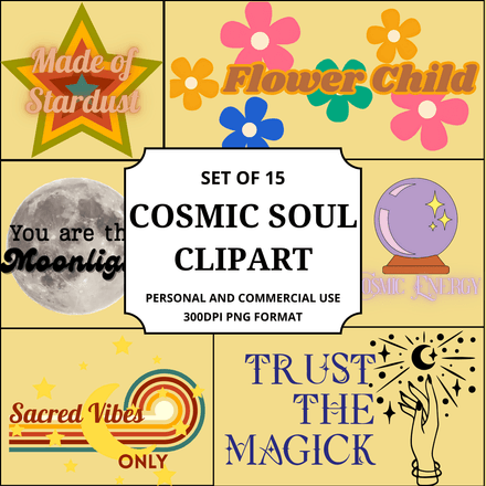 Sacred Vibes Only 70s Clipart PNG | Retro Spiritual Clip Art 