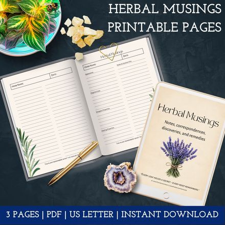 Herbal Musings Plant Printable | Grimoire, Book of Shadows, &amp; Journal Pages