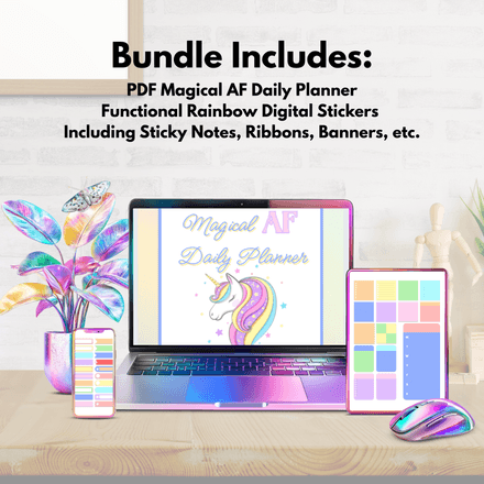 Magical AF Planner + Rainbow Sticker Pack PDF