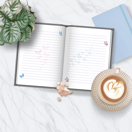 Butterfly Blank Journal – Printable Lined Planner Pages (A5 &amp; 8.5x11 PDF)