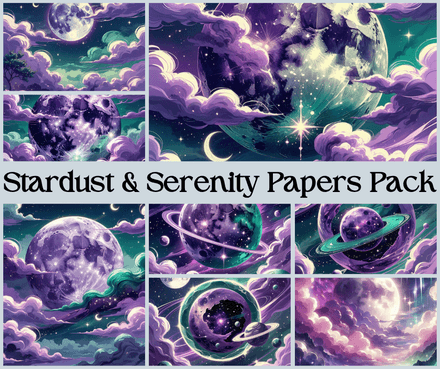 Stardust &amp; Serenity Digital Paper Pack – 20 Galaxy Cloud Backgrounds