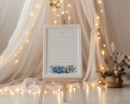 Dusty Blue &amp; Peach Floral Notecard 4x6 PDF Printable