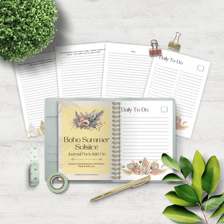 Boho Summer Journal Printable Pack – Self-Reflection Prompts, Notes Pages &amp; To-Do Lists
