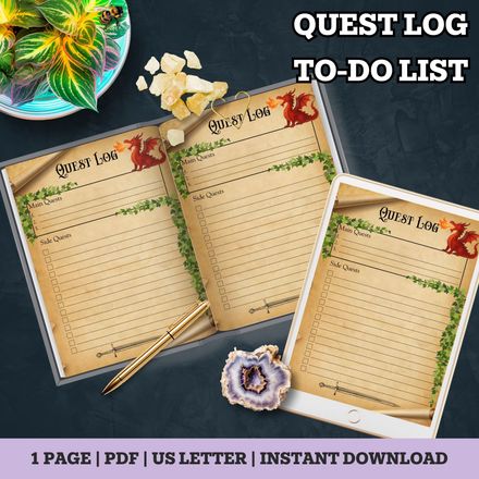 Quest Log Fantasy To-Do List •  PDF Printable 