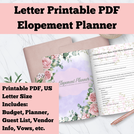 Watercolor Floral Elopement Planner Printable