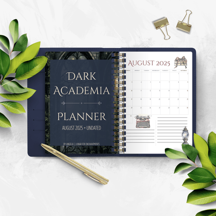 Dark Academia August 2025 Planner – PDF Download