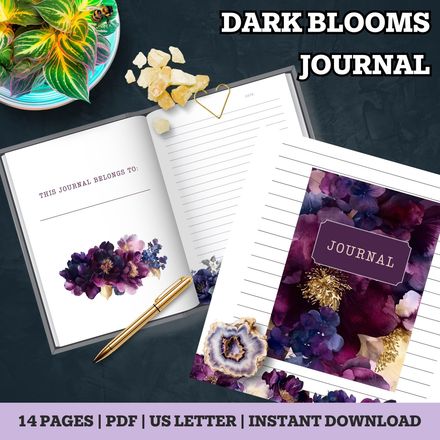 Dark Blooms Printable Journal