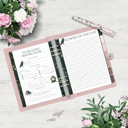 To Be Done Before Dusk – Dark Academia Daily Planner &amp; Journal Page