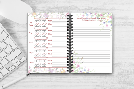 Wildflower Monthly Period Tracker &amp; Symptom Journal Printable PDF
