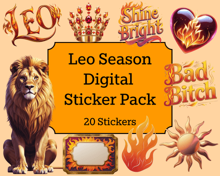 Leo Season Digital Sticker Pack — Boho Zodiac Fire Signs