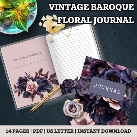 Vintage Baroque Floral Printable Journal