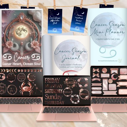 Cancer Season Digital Kit – Journal, Affirmation Cards, Planner, Digital Stickers