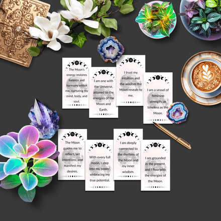 Moon Affirmation Cards Printable – Feminine Energy Business Card Size