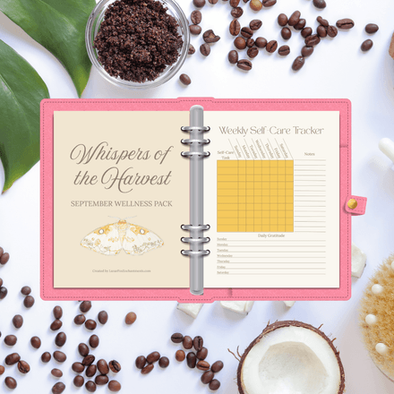 Whispers of the Harvest September Wellness Pack | Fall Self-Care Journal &amp; Tracker PDF LFE925