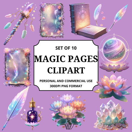 Magical Crystal &amp; Wand Clipart Set